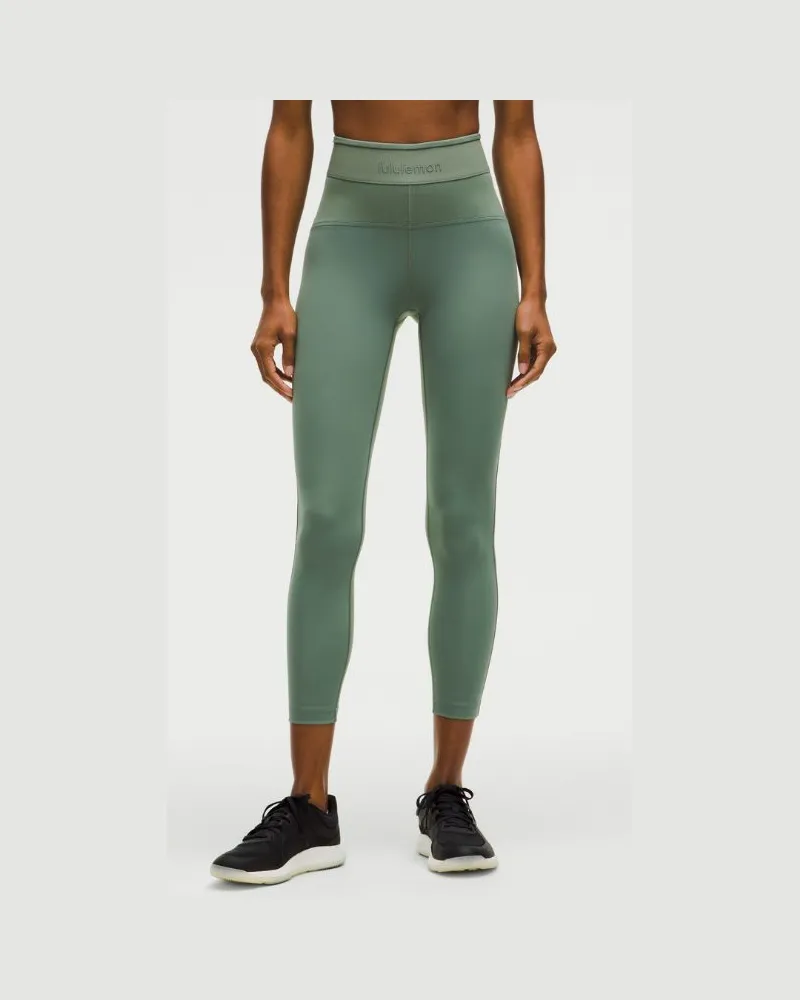 LULULEMON License to Train Leggings mit hohem Bund Logo für Frauen – 64 cm – Größe in Grey Eucalyptus Grey