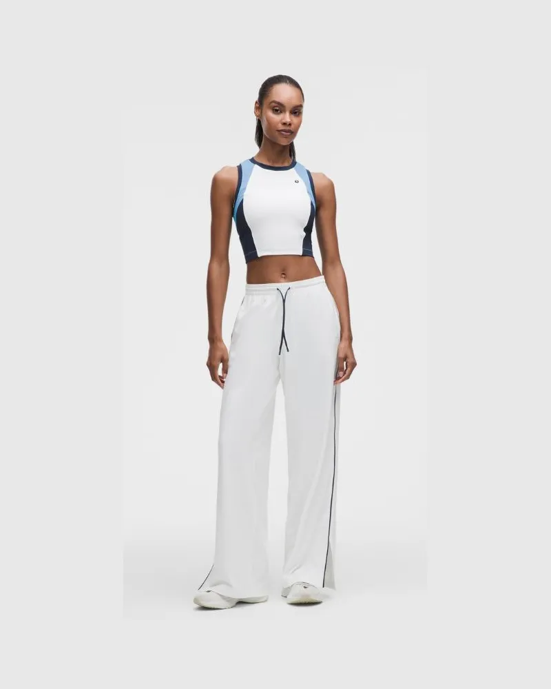 LULULEMON Court Rival Trainingshose mit weitem Bein Normale Länge für Frauen – Größe in White/Club Blue White