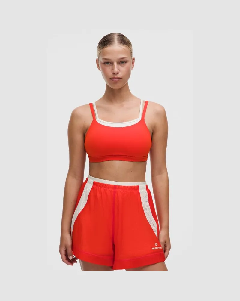 LULULEMON Zweilagiger BH mit Spaghettiträgern Leichter Halt für C/D-Cups für Frauen – Größe in Cherry Ember/Light Ivory Cherry