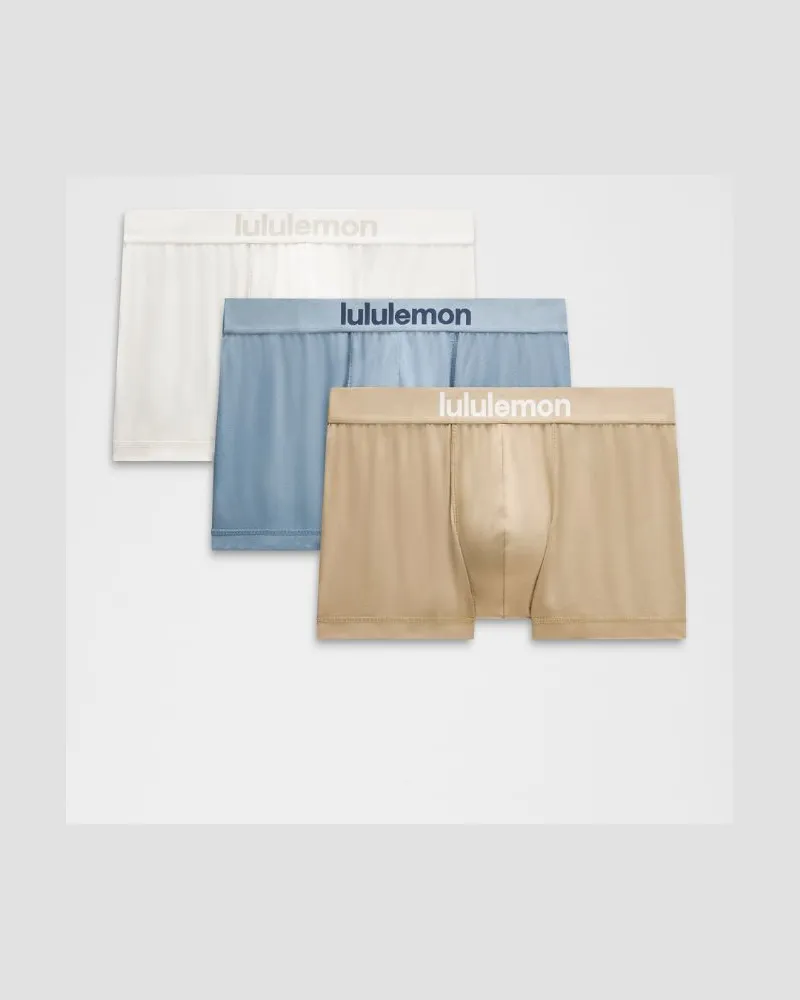 LULULEMON Always In Motion Boxershorts 3er-Pack für Männer – 8 cm – Khaki – Größe Oakwood
