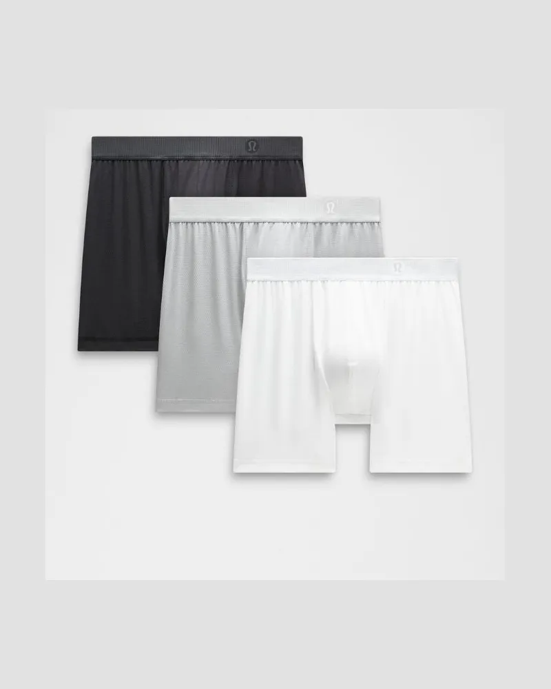 LULULEMON Always In Motion Boxershorts 3er-Pack für Männer – 13 cm – Größe in Black/Silver Drop/White Black