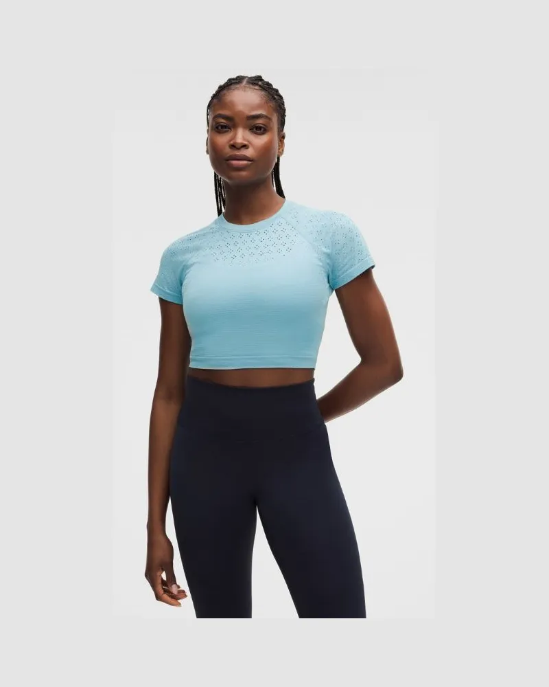 LULULEMON Swiftly Tech Crop-Kurzarmshirt 2 für Frauen – Größe in Jewel Dot Seafoam Jewel