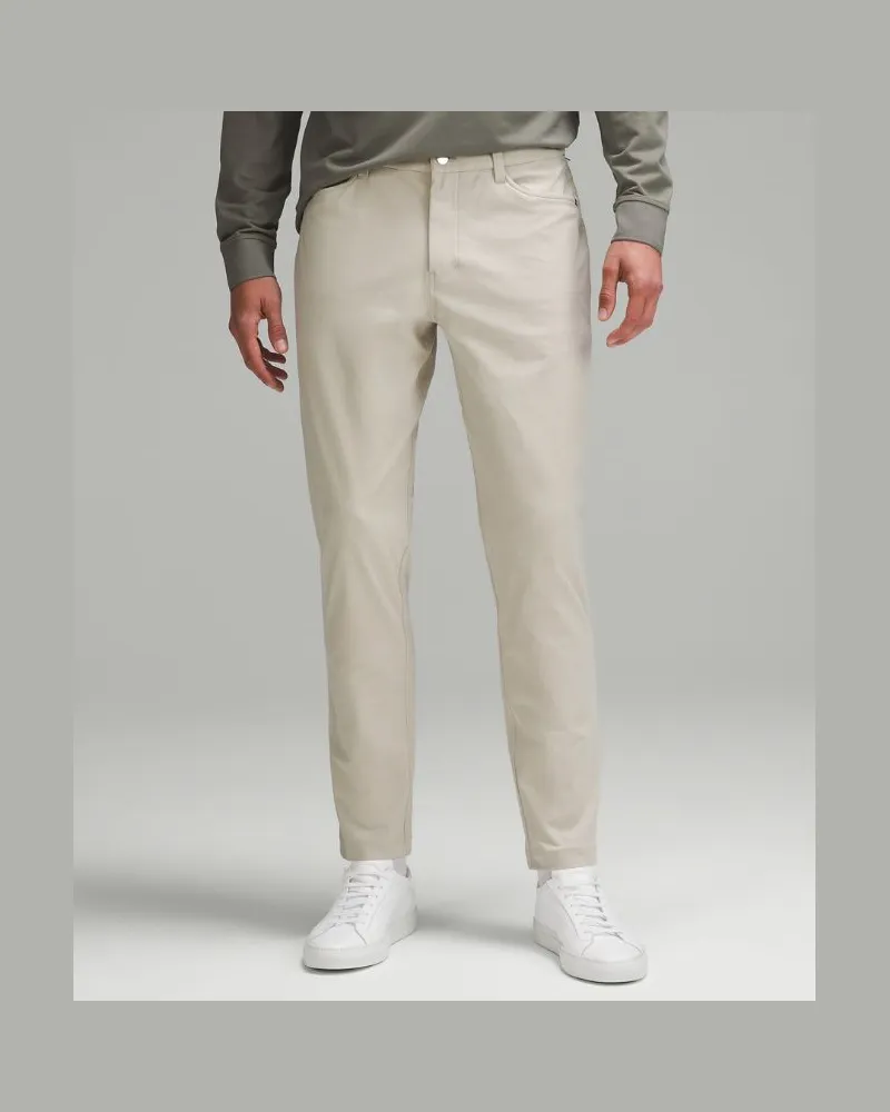 LULULEMON ABC Hose im Slim Fit mit 5 Taschen Warpstreme für Männer – 76 cm – Khaki – Größe Raw