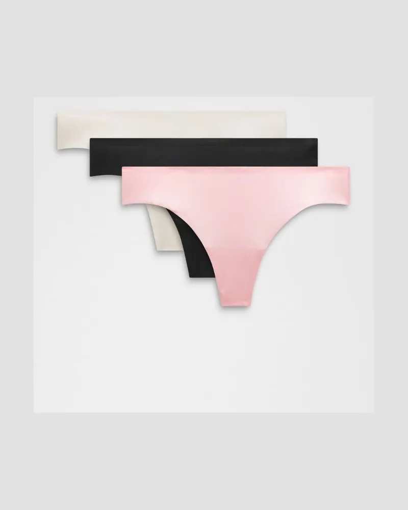 LULULEMON InvisiWear String mit mittelhohem Bund 3er-Pack für Frauen – Größe in Black/Light Ivory/Pink Pearl Black
