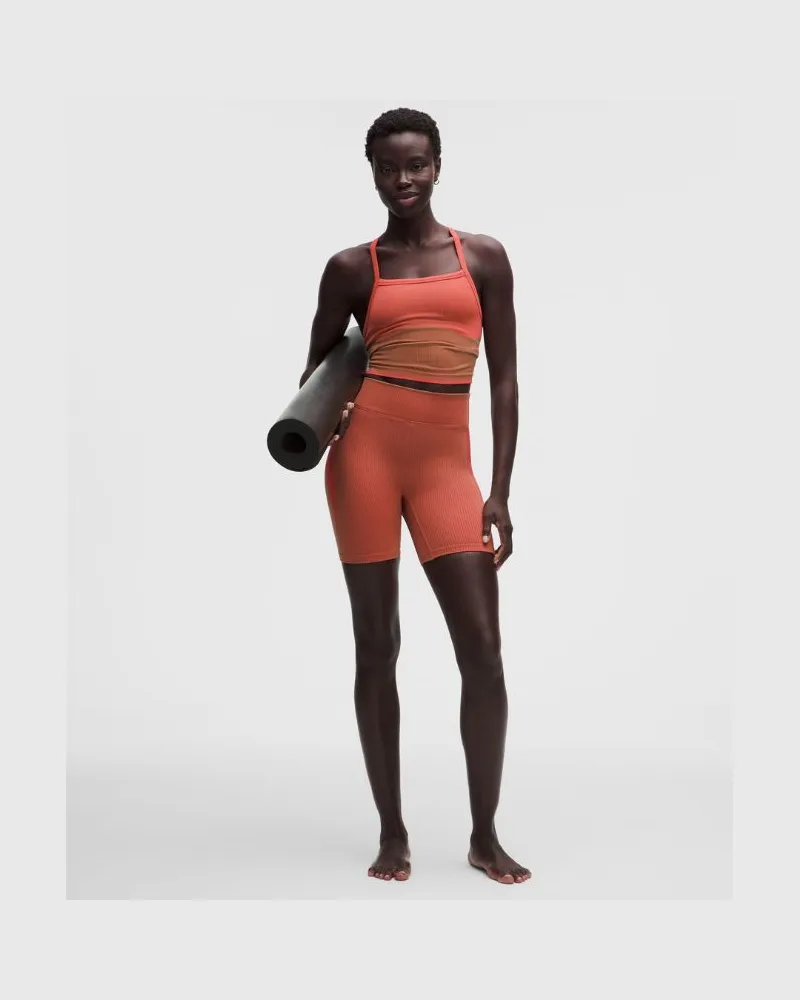 LULULEMON Salutations High-Rise Yoga Short 6" für Frauen – Größe in Star Burst Tone/Sand Star