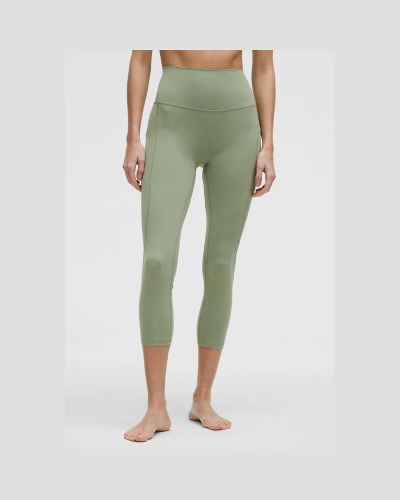 LULULEMON Align Crop Leggings mit hohem Bund und Taschen für Frauen – 58 cm – Größe in Desert Green Desert
