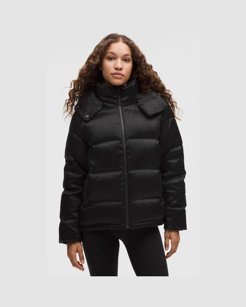 LULULEMON Puffer-Jacke mit 600er-Füllkraft Glanz für Frauen – Größe in Schwarz Schwarz