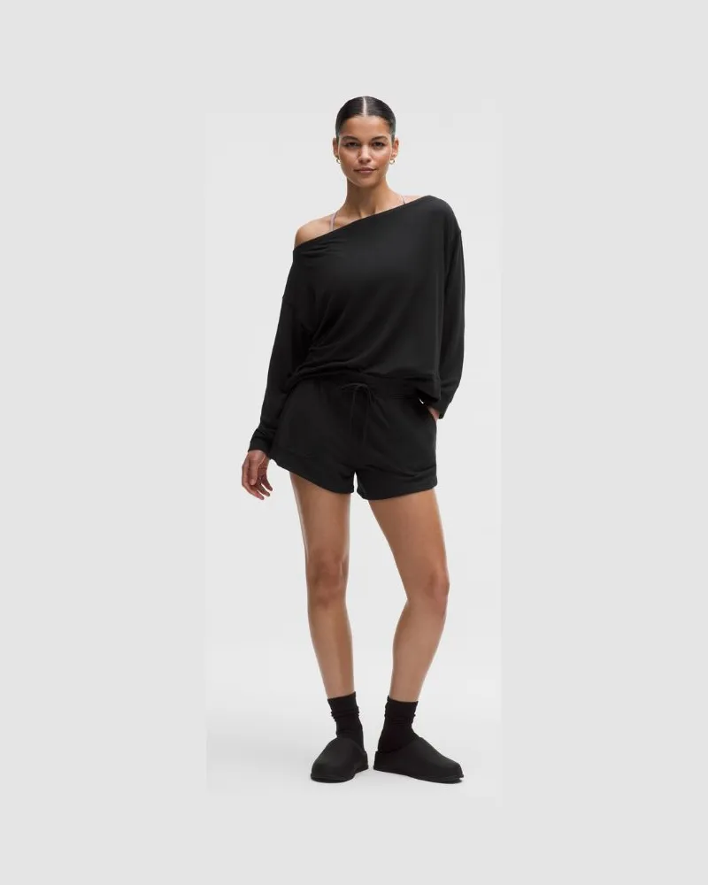 LULULEMON BeCalm Shorts mit mittelhohem, breitem Bund für Frauen – 8 cm – Größe in Schwarz Schwarz