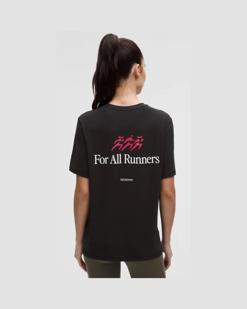 LULULEMON Trainings-Kurzarmshirt aus Jersey Lauf-Grafik für Frauen – Größe in Black Black