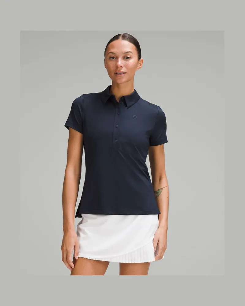 LULULEMON Schnelltrocknendes Kurzarm-Poloshirt Gerader Saum für Frauen – Größe in True Navy True