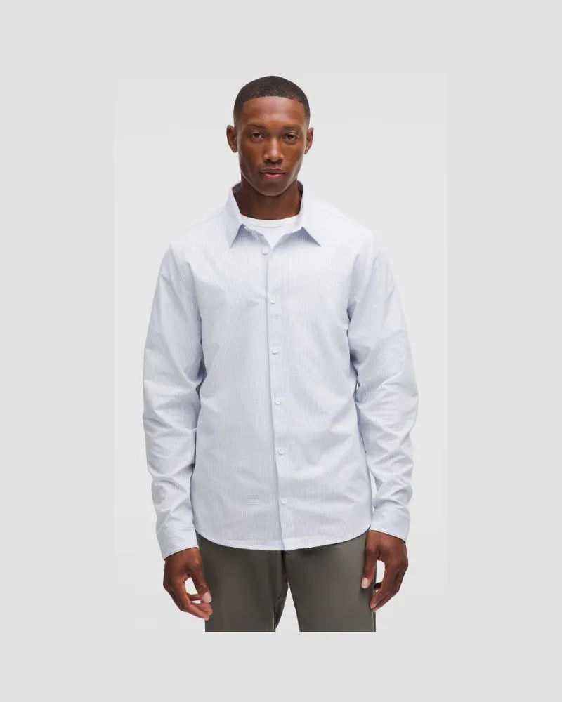 LULULEMON New Venture Langarmshirt er Slim Fit für Männer – Größe in Gingham Check White Heathered Starch Blue Gingham