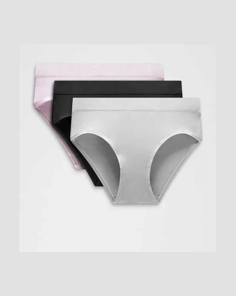 LULULEMON UnderEase Bikini-Unterwäsche mit hohem Bund 3er-Pack für Frauen – Größe in Black/Pink Organza/Silver Drop Black