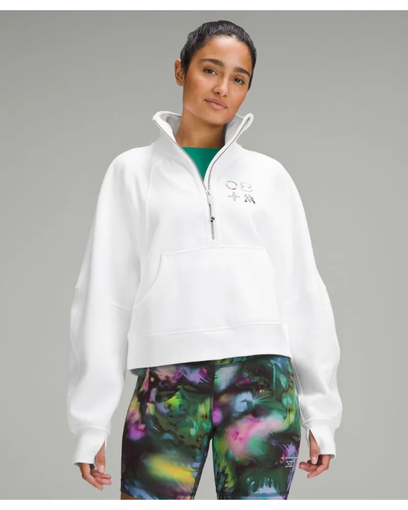 LULULEMON Scuba Oversized-Pullover mit Trichterkragen und halblangem Reißverschluss Pride White