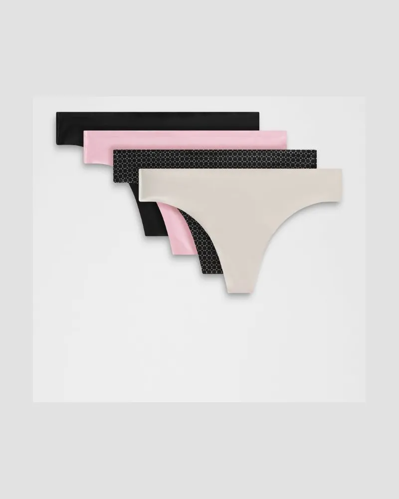LULULEMON InvisiWear String mit mittelhohem Bund 5er-Pack für Frauen – Größe in Black/Pink Organza/Bone Black