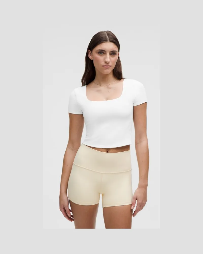 LULULEMON Wunder Under SmoothCover T-Shirt mit eckigem Ausschnitt für Frauen – Größe in White White