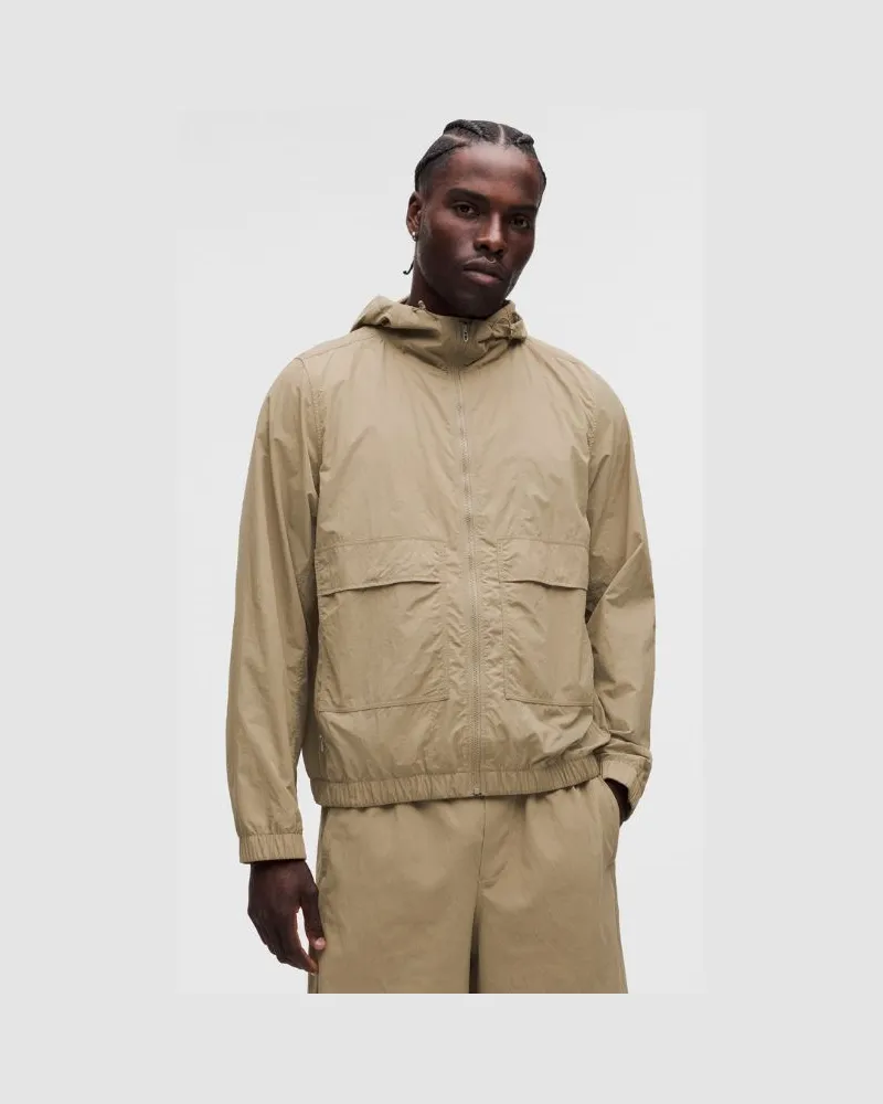LULULEMON Stash and Dash Windbreaker mit UV-Schutz für Männer – Khaki – Größe Oakwood