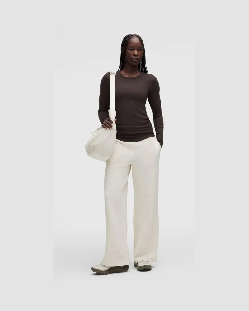 LULULEMON Scuba-Hose mit mittelhohem Bund und weitem Bein Waffelstrick für Frauen – Größe in Heathered Light Ivory Heathered