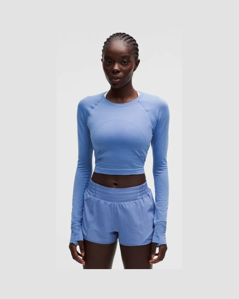 LULULEMON Swiftly Tech Cropped-Langarmshirt 2.0 für Frauen – Größe in Prep Blue Prep