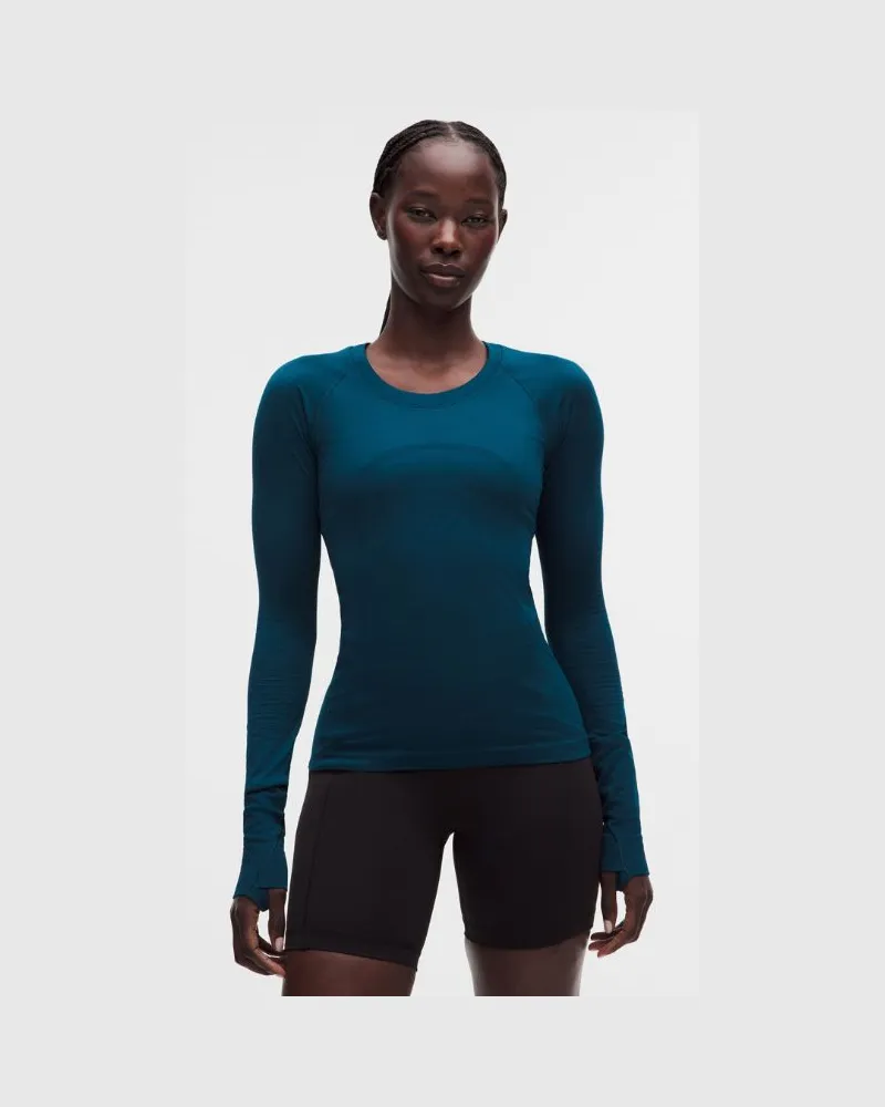 LULULEMON Swiftly Tech Langarmshirt 2.0 Taillenlänge für Frauen – Größe in Remixed Marine Remixed