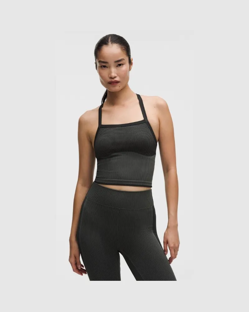 LULULEMON Salutations Yoga Tank Top Light Support, B/C Cup für Frauen – Größe in Black/Onyx Grey Black