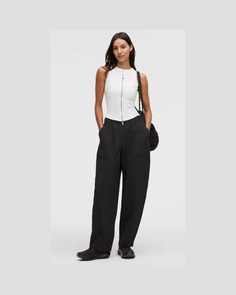 LULULEMON Barrel-Hose mit mittelhohem Bund aus Crinkle Nylon für Frauen – Größe in Schwarz Schwarz