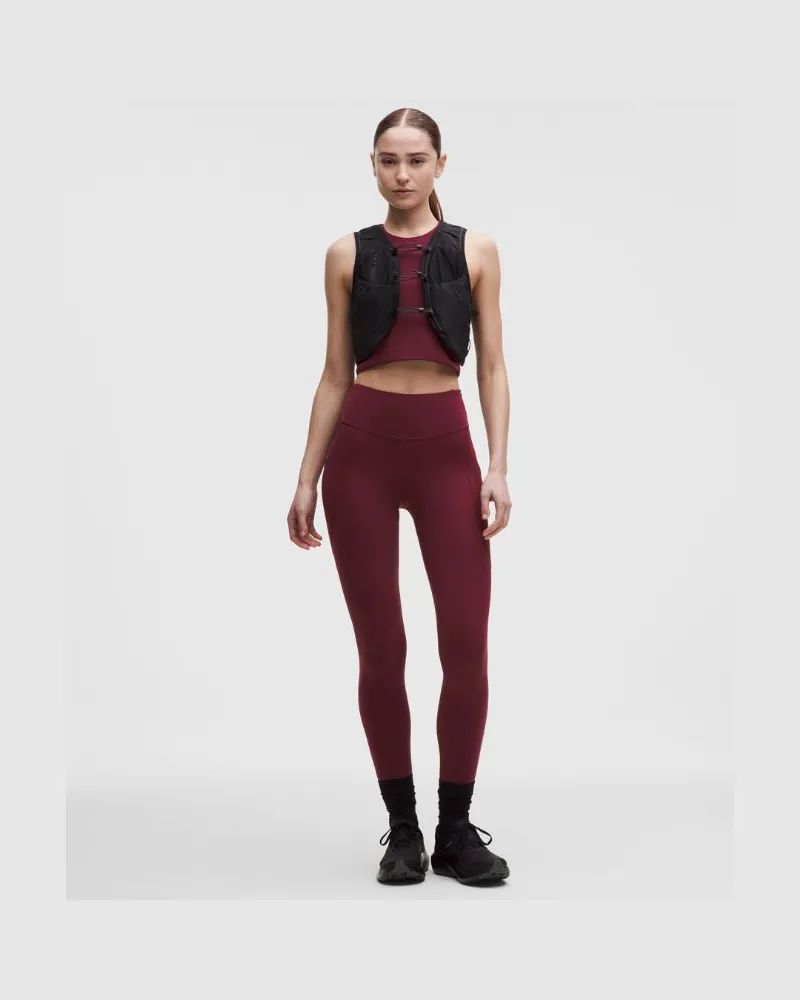 LULULEMON Fast and Free Leggings mit hohem Bund 5 Taschen für Frauen – 71 cm – Größe in Burgundy Bay Burgundy
