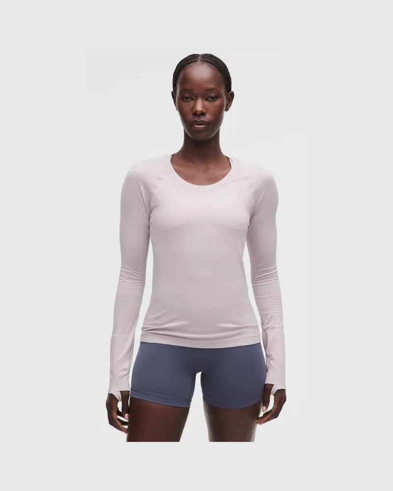 LULULEMON Swiftly Tech Langarmshirt 2.0 Taillenlänge für Frauen – Größe in Icy Taupe Icy