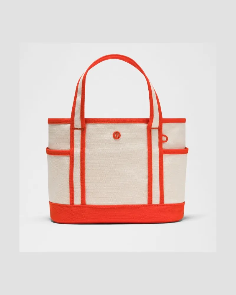 LULULEMON Daily Kleine Tote-Bag mit mehreren Fächern und Reißverschluss Größe in Natural/Cherry Ember Natural