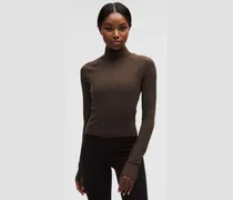 It's Rulu Crop-Oberteil mit halblangem Reißverschluss für Frauen – Größe in Walnut Crunch