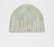 Beanie aus Merinowolle mit Logo in Fog Green/Light Ivory