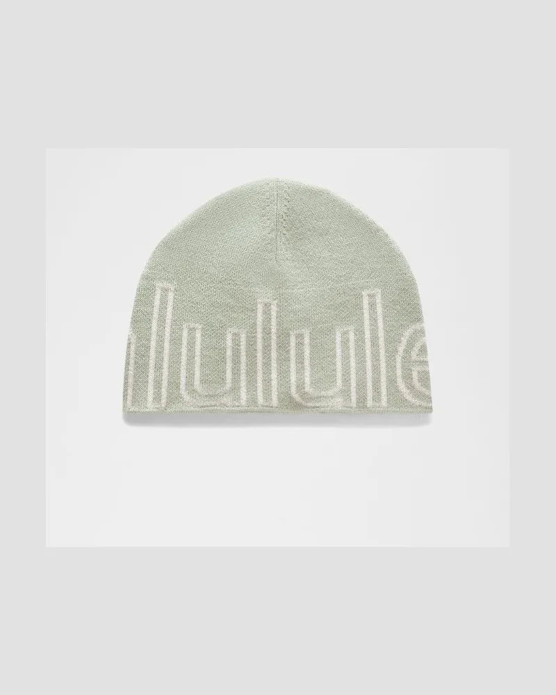 LULULEMON Wordmark Merino Wool Skull Beanie in Fog Green/Light Ivory Fog