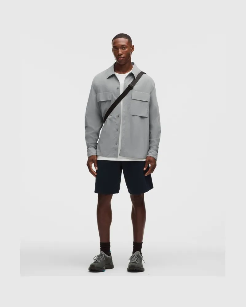 LULULEMON Unshaken Langarmshirt mit Kragen für Männer – Größe in Feather Grey Feather