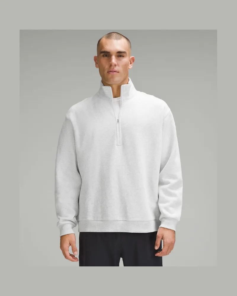 LULULEMON Steady State Sweater mit halblangem Reißverschluss für Männer – Größe in Heathered Core Ultra Light Grey Heathered
