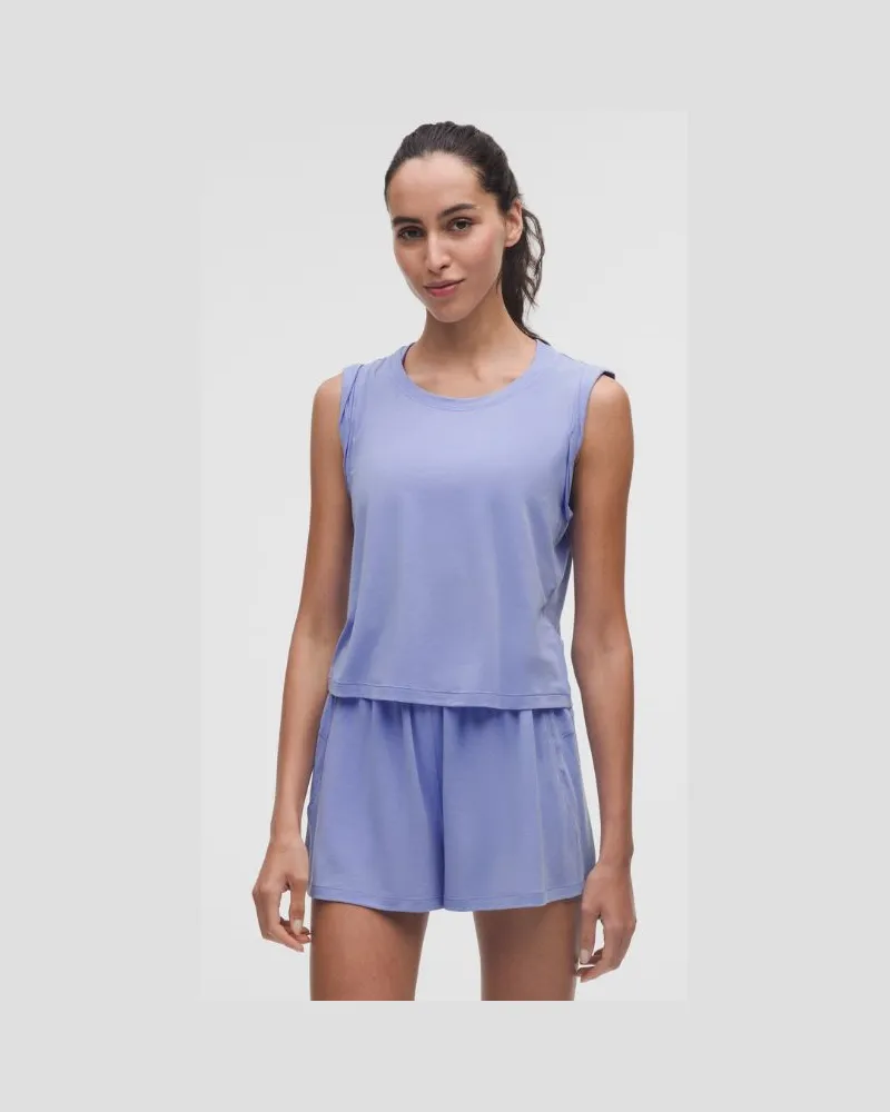 LULULEMON Trainings-Tanktop aus Jersey mit gerafften Ärmeln für Frauen – Größe in Dusty Lilac Dusty