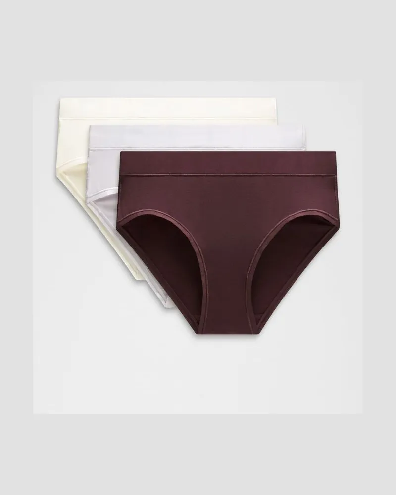 LULULEMON UnderEase Bikini-Unterwäsche mit hohem Bund 3er-Pack für Frauen – Größe in Black/Light Ivory/Blush Quartz Black