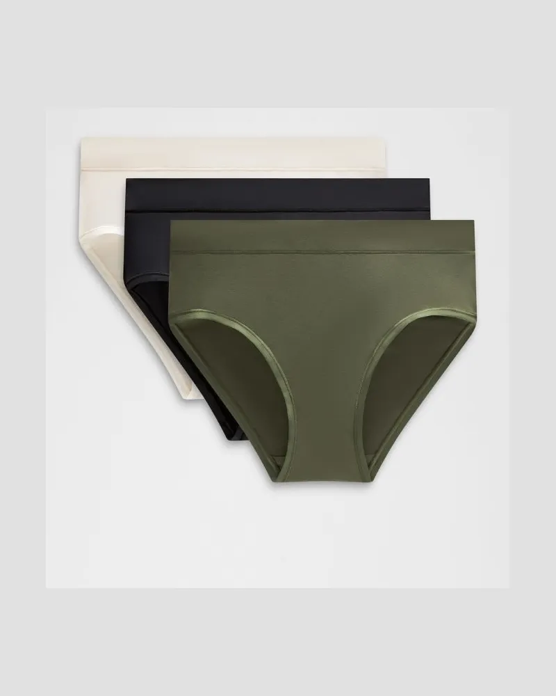 LULULEMON UnderEase Bikini-Unterwäsche mit hohem Bund 3er-Pack für Frauen – Größe in Black/Light Ivory/Blush Quartz Black