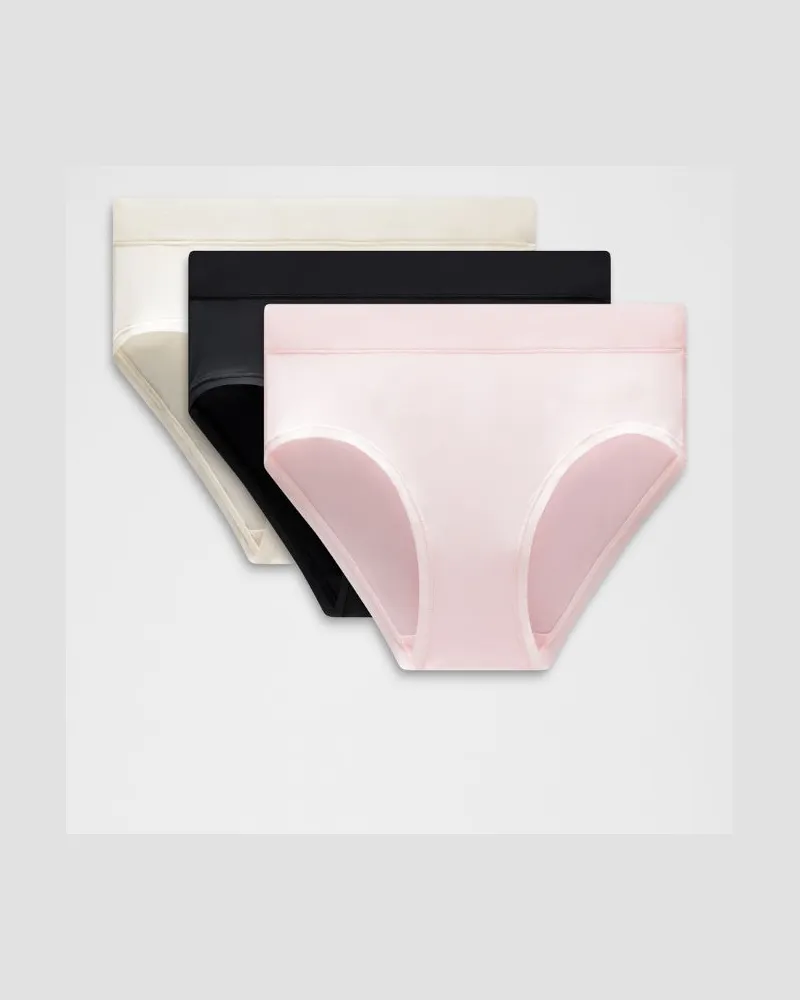LULULEMON UnderEase Bikini-Unterwäsche mit hohem Bund 3er-Pack für Frauen – Größe in Black/Light Ivory/Blush Quartz Black