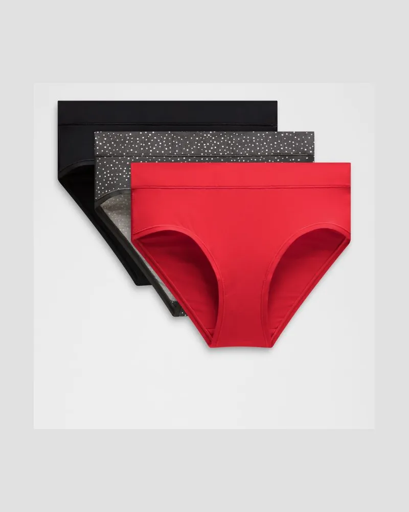 LULULEMON UnderEase Bikini-Unterwäsche mit hohem Bund 3er-Pack für Frauen – Größe in Black/Light Ivory/Blush Quartz Black