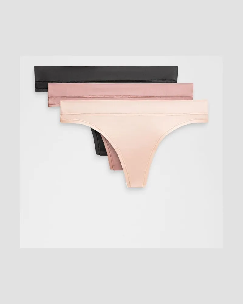 LULULEMON UnderEase String mit mittelhohem Bund 3er-Pack für Frauen – Größe in Black/Twilight Rose/Misty Shell Black