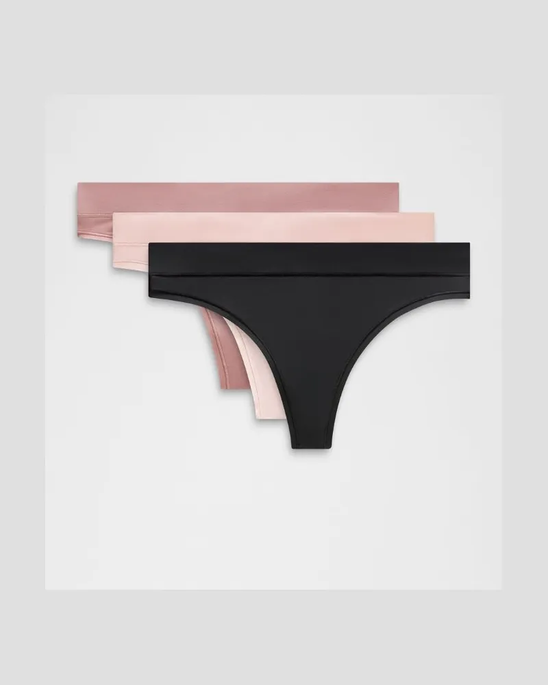 LULULEMON UnderEase String mit mittelhohem Bund 3er-Pack für Frauen – Größe in Black/Twilight Rose/Misty Shell Black