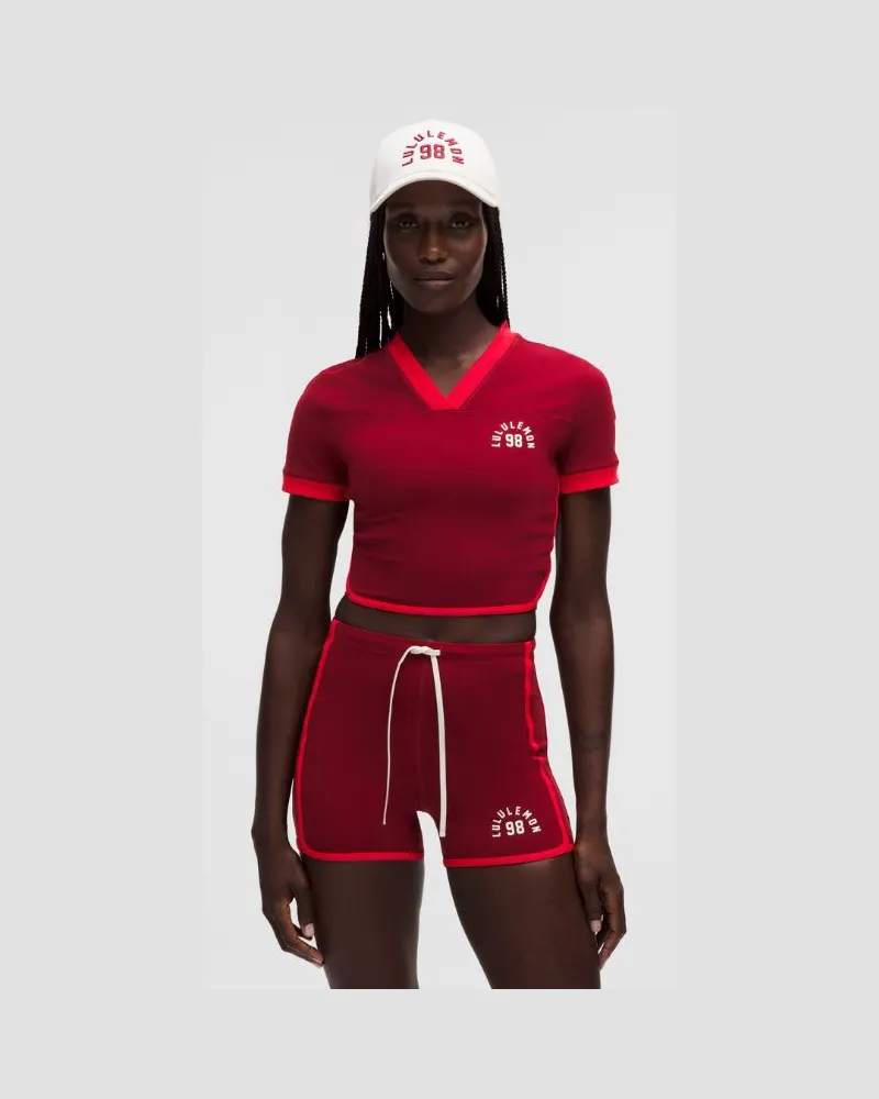 LULULEMON Nulu Sporty Trim Short-Sleeve Shirt für Frauen – Größe in Oxblood/Lululemon Red Oxblood