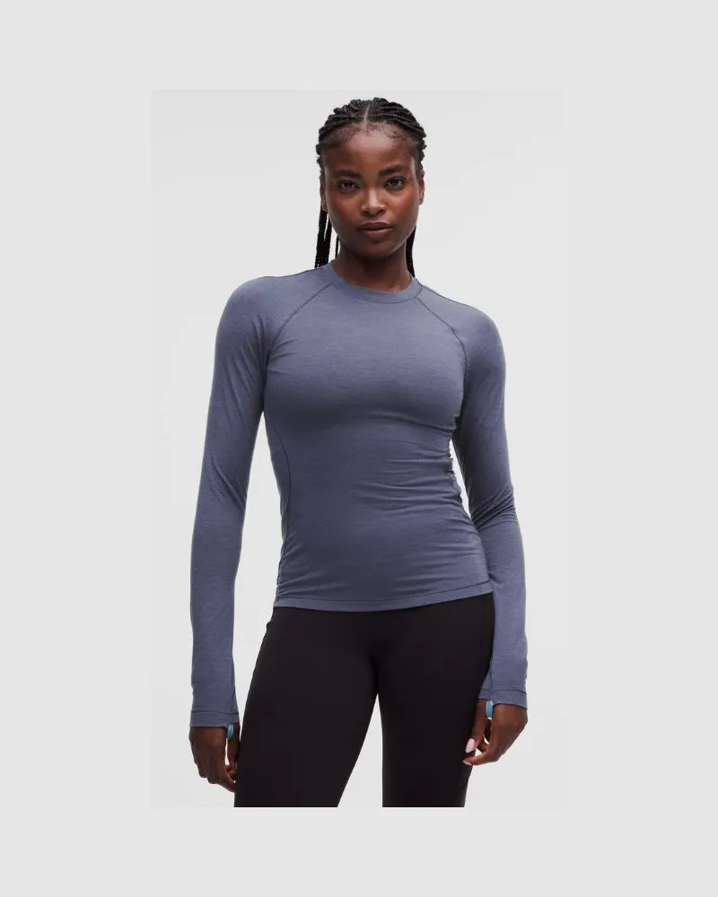 LULULEMON Baselayer-Pullover mit Rundhalsausschnitt aus einer für Frauen – Merinowollmischung – Größe in Dusty Diamond/Dreamy Blue Dusty