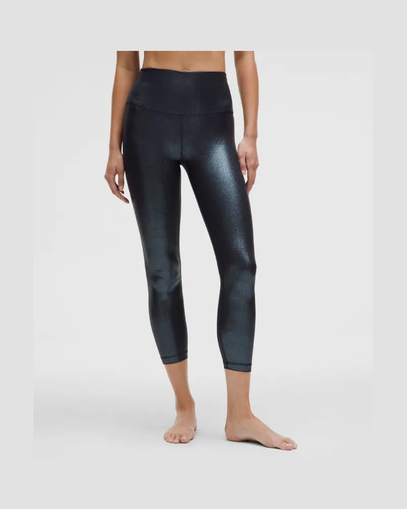 LULULEMON Align Gerippte Hose mit hohem Bund Glanz für Frauen – 64 cm – Größe in Radiate Foil Print Black Night Radiate