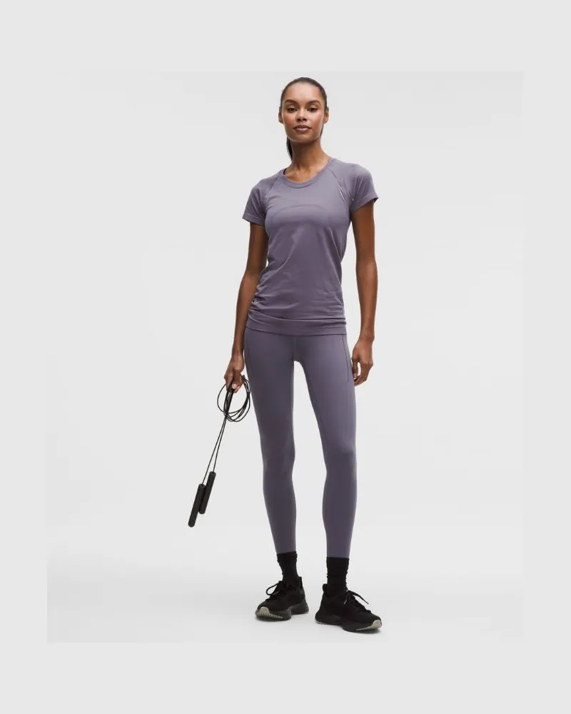 LULULEMON Wunder Train Leggings mit hohem Bund und Taschen für Frauen – 63,5 cm – Größe in Grape Mist Grape