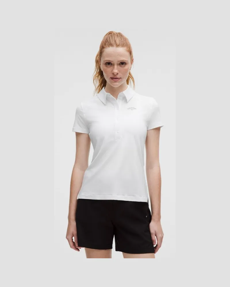 LULULEMON Schnelltrocknendes Kurzarm-Poloshirt mit geradem Saum Grafik für Frauen – Größe in White White