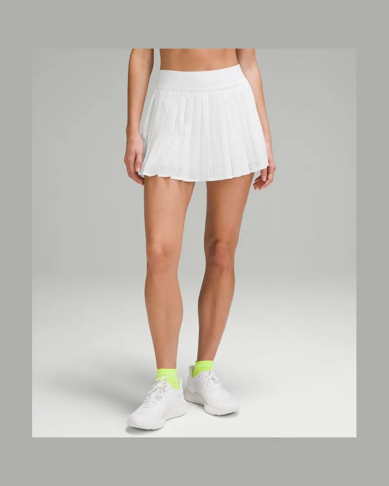 LULULEMON Plissierter Tennisrock aus Lochstrickgewebe mit hohem Bund für Frauen – Größe in White White