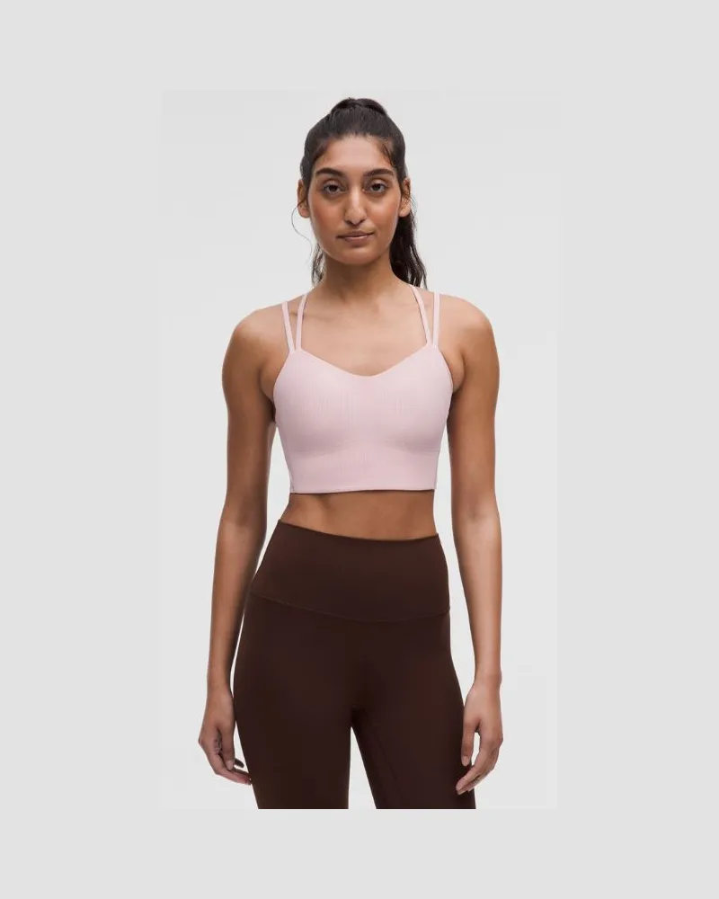 LULULEMON Like a Cloud Gerippter Longline-BH leichter Halt B/C Cups für Frauen – Größe in Pink Haze Pink
