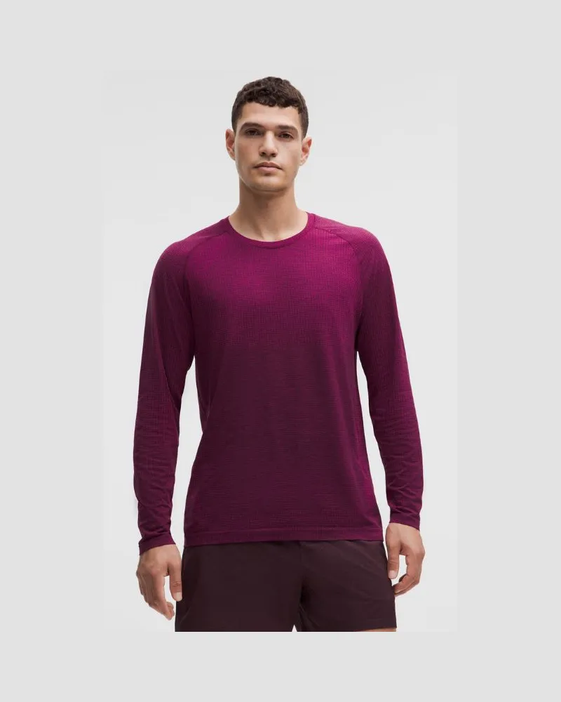 LULULEMON Metal Vent Tech Langarmshirt e Passform für Männer – Größe in Jewelled Magenta/Plum Jewelled
