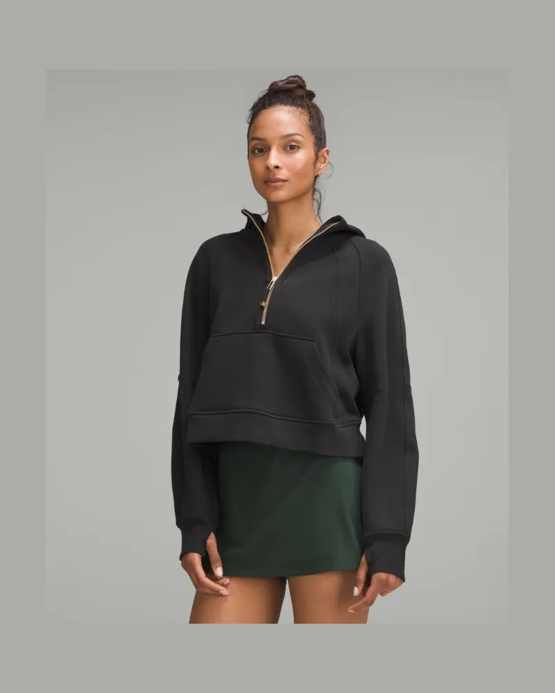 LULULEMON Scuba Oversized-Hoodie mit halblangem Reißverschluss für Frauen – Größe in Black/Gold Black