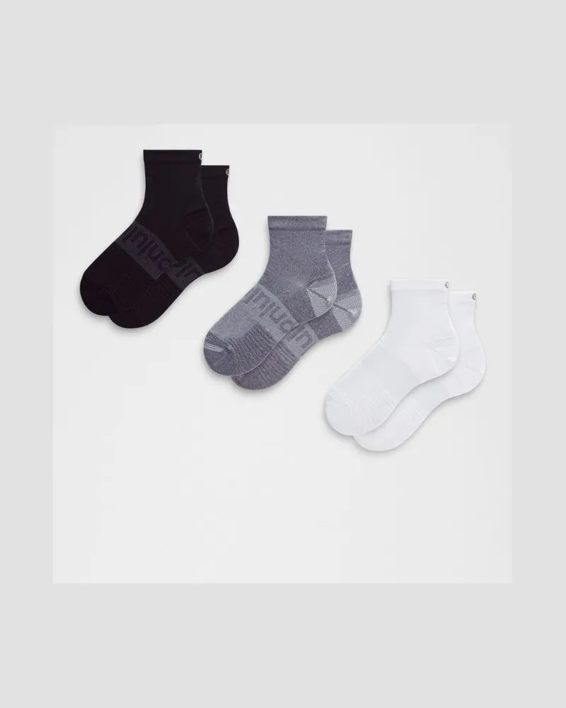 LULULEMON Unisex Power Stride Ankle Socks 3er-Pack – Größe in White/Heather Grey/Black White